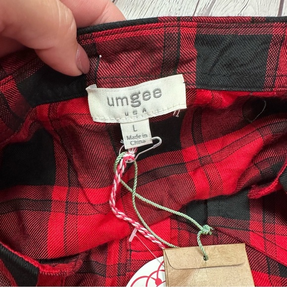 NWT Umgee boutique buffalo plaid tunic high low frayed hem sz L - Picture 9 of 11